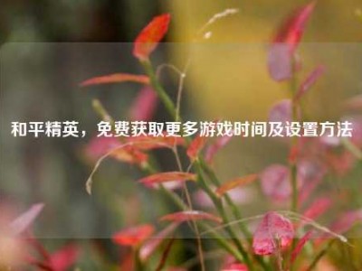和平精英，免费获取更多游戏时间及设置     