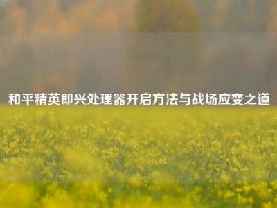 和平精英即兴处理器开启方法与战场应变之道