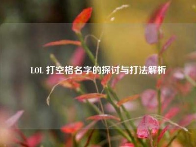 LOL 打空格名字的探讨与打法解析