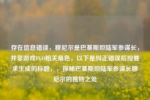 存在信息错误,穆尼尔是巴基斯坦陆军参谋长,并非游戏FGO相关角色,以下是纠正错误后按要求生成的标题,,探秘巴基斯坦陆军参谋长穆尼尔的独特之处