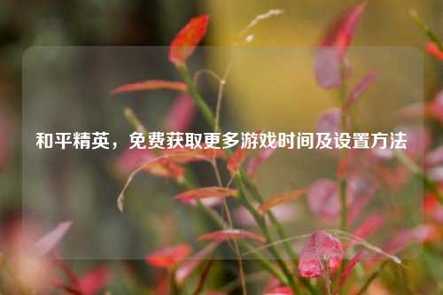 和平精英,免费获取更多游戏时间及设置