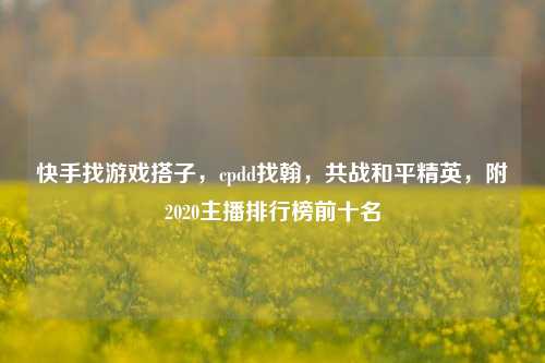 快手找游戏搭子，cpdd找翰，共战和平精英，附2020主播排行榜前十名