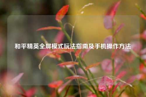 和平精英全屏模式玩法指南及手机操作方法